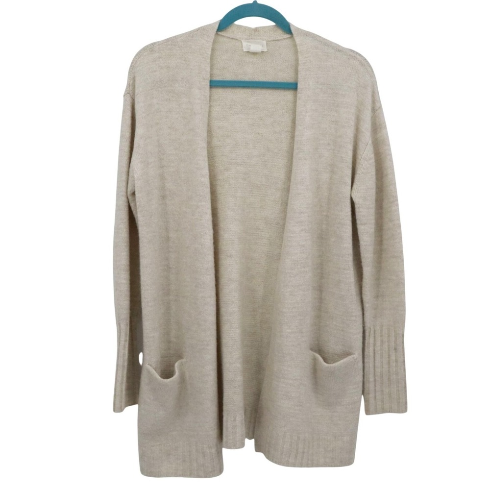 Caslon Long Wool Cardigan Womens XS Beige Neutral Earthy‎ Natural Simple Classic